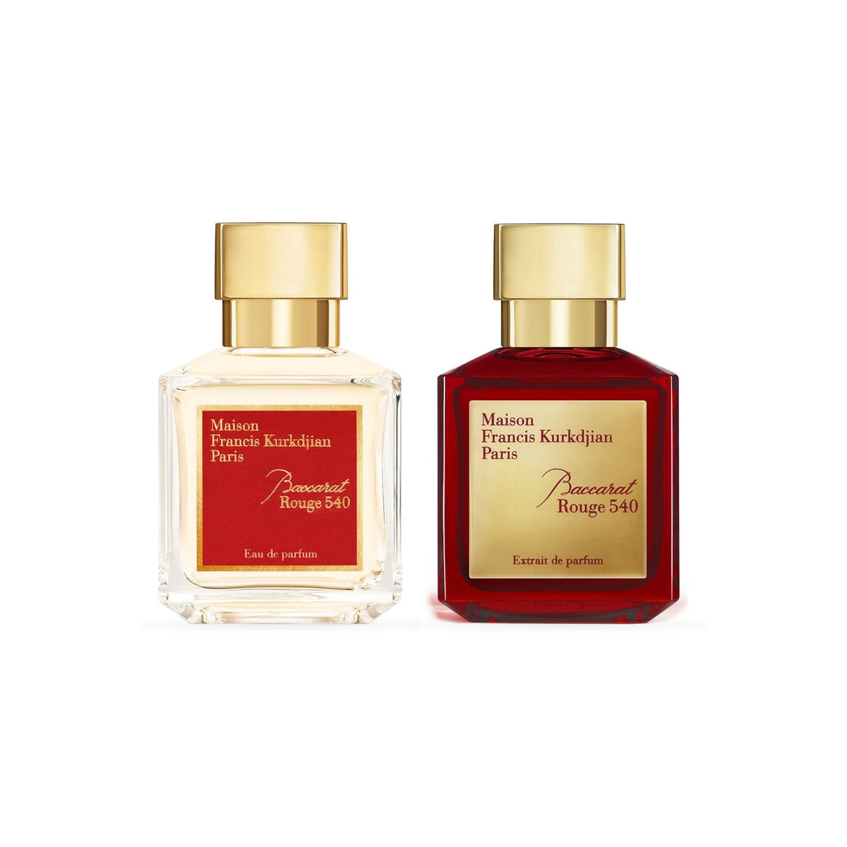 Baccarat Rouge 540 duó: EDP és Extrait: a szett parfümjeinek flakonjai